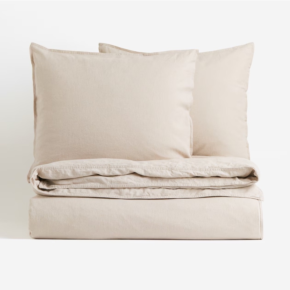 LINEN-BLEND/QUEEN DUVET COVER SET